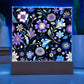 Mexican Floral Fiesta Pattern 028 - Square Acrylic Plaque With LED Base