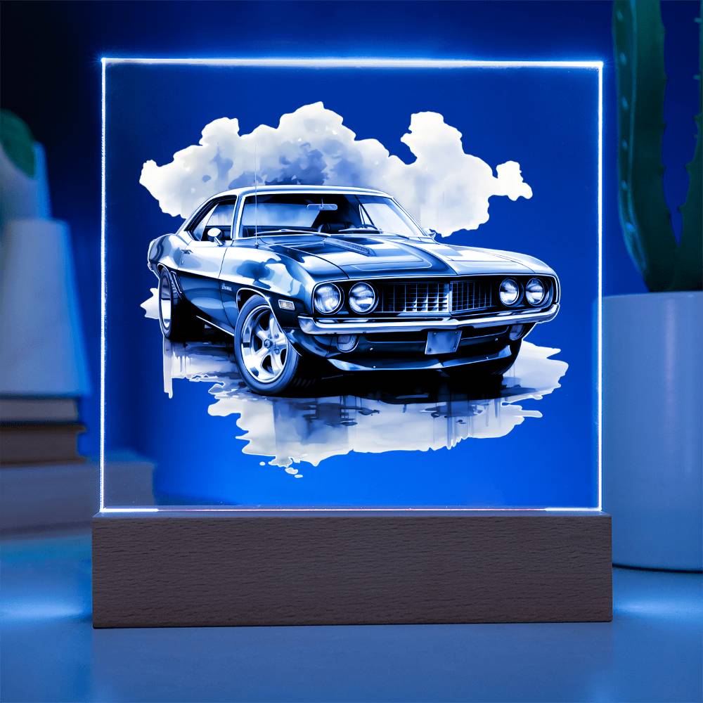 Muscle Car 13 - Square Acrylic Plaque With LED Base