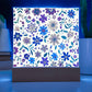 Mexican Floral Fiesta Pattern 005 - Square Acrylic Plaque With LED Base