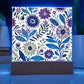 Mexican Floral Fiesta Pattern 023 - Square Acrylic Plaque With LED Base