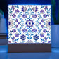 Mexican Floral Fiesta Pattern 027 - Square Acrylic Plaque With LED Base