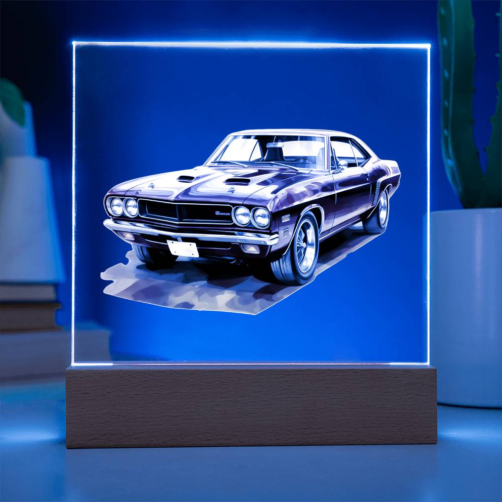 Muscle Car 10 - Square Acrylic Plaque With LED Base