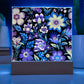 Mexican Floral Fiesta Pattern 030 - Square Acrylic Plaque With LED Base