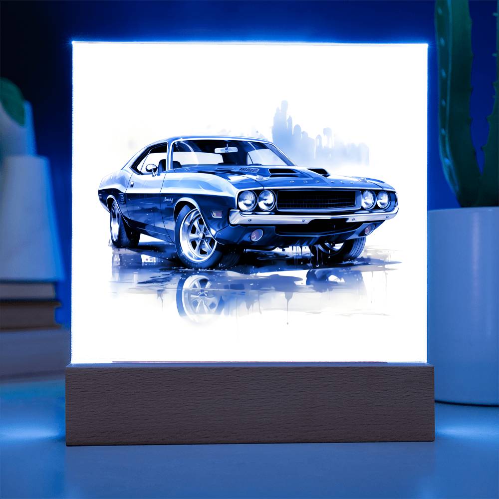 Muscle Car 02 - Square Acrylic Plaque With LED Base