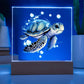 Cute Sea Turtle 005 - Square Acrylic Plaque With LED Base