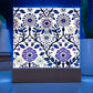Mexican Floral Fiesta Pattern 043 - Square Acrylic Plaque With LED Base