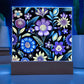 Mexican Floral Fiesta Pattern 029 - Square Acrylic Plaque With LED Base