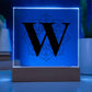 Magnolia Mandala Alphabet Letter W - Square Acrylic Plaque With LED Base