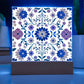 Mexican Floral Fiesta Pattern 016 - Square Acrylic Plaque With LED Base