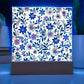 Mexican Floral Fiesta Pattern 006 - Square Acrylic Plaque With LED Base