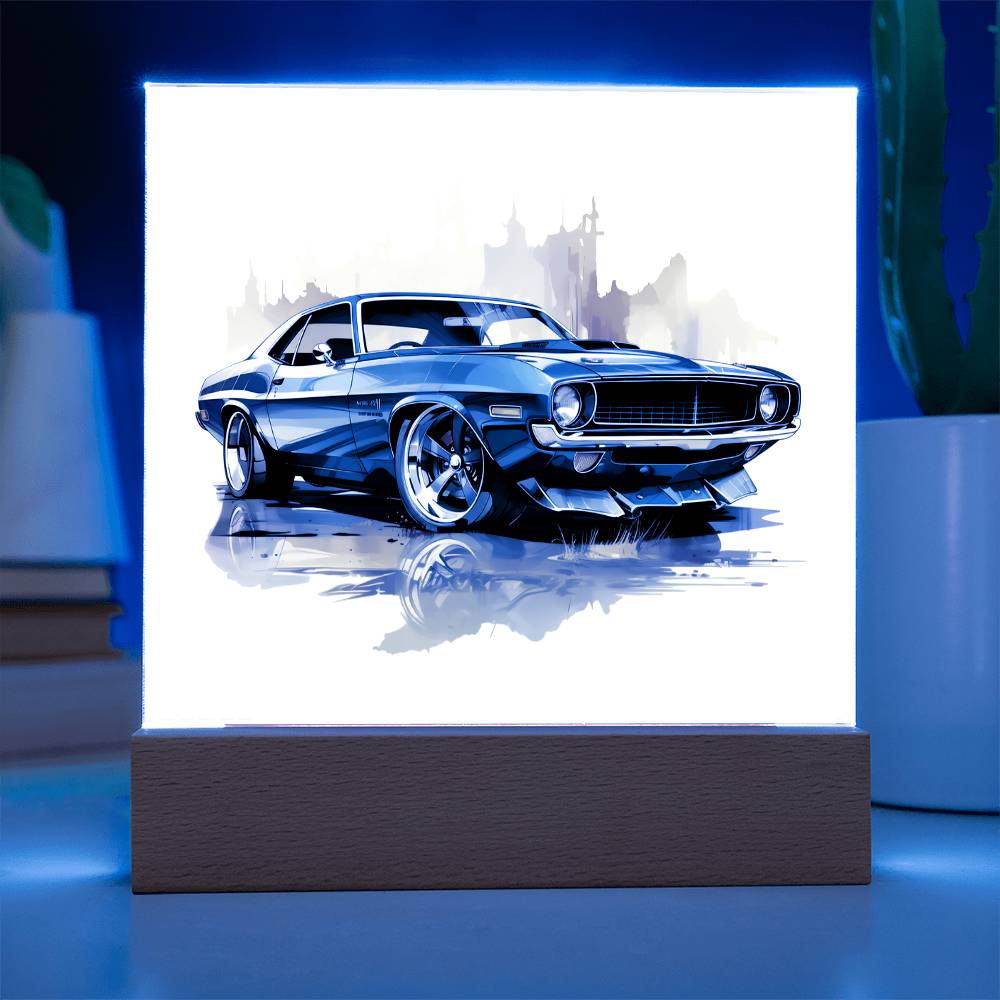 Muscle Car 03 - Square Acrylic Plaque With LED Base