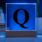 Magnolia Mandala Alphabet Letter Q - Square Acrylic Plaque With LED Base