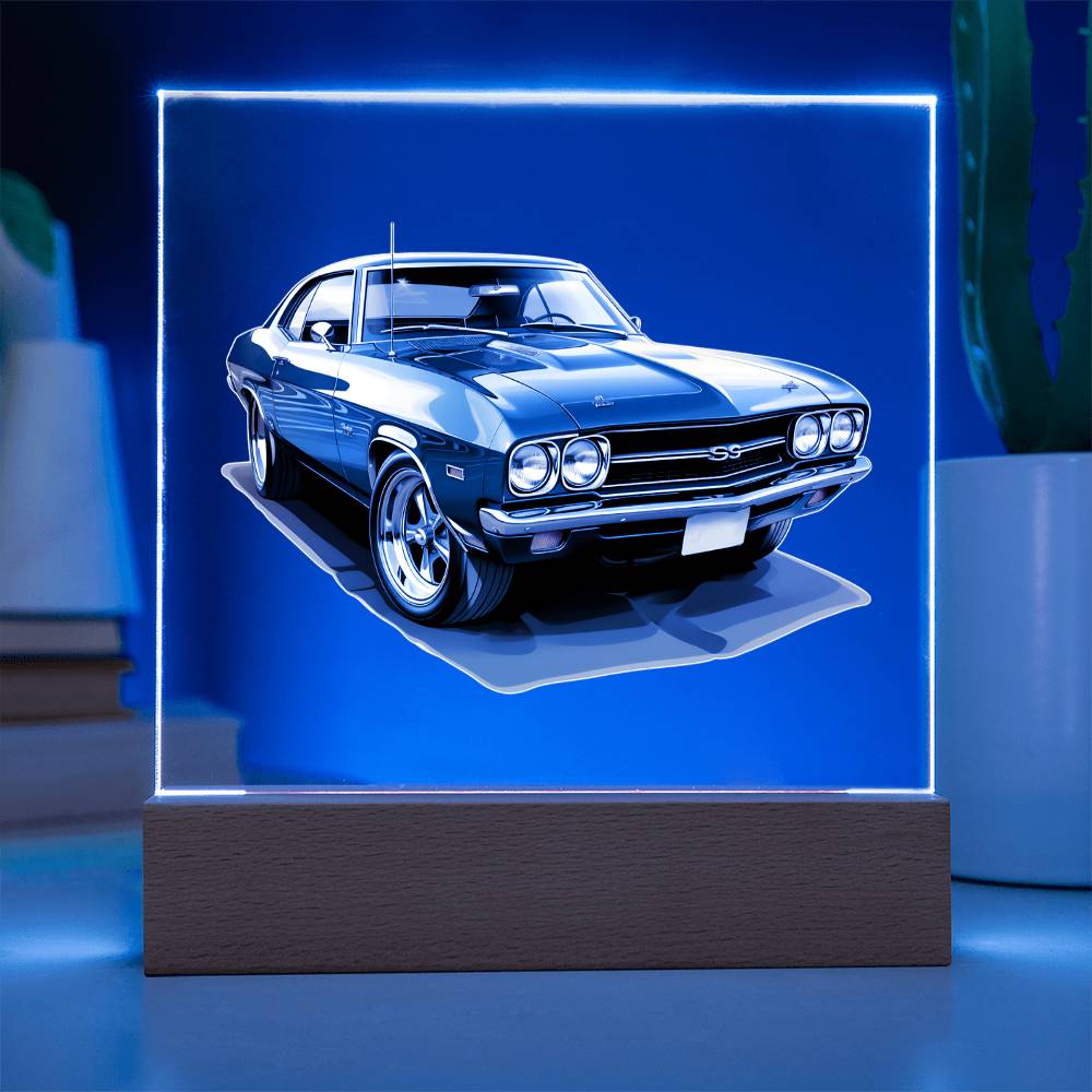 Muscle Car 05 - Square Acrylic Plaque With LED Base