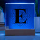 Magnolia Mandala Alphabet Letter E - Square Acrylic Plaque With LED Base