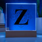 Magnolia Mandala Alphabet Letter Z - Square Acrylic Plaque With LED Base