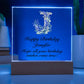 Happy Birthday Jennifer (Lavender Flowers) - Square Acrylic Plaque With LED Base