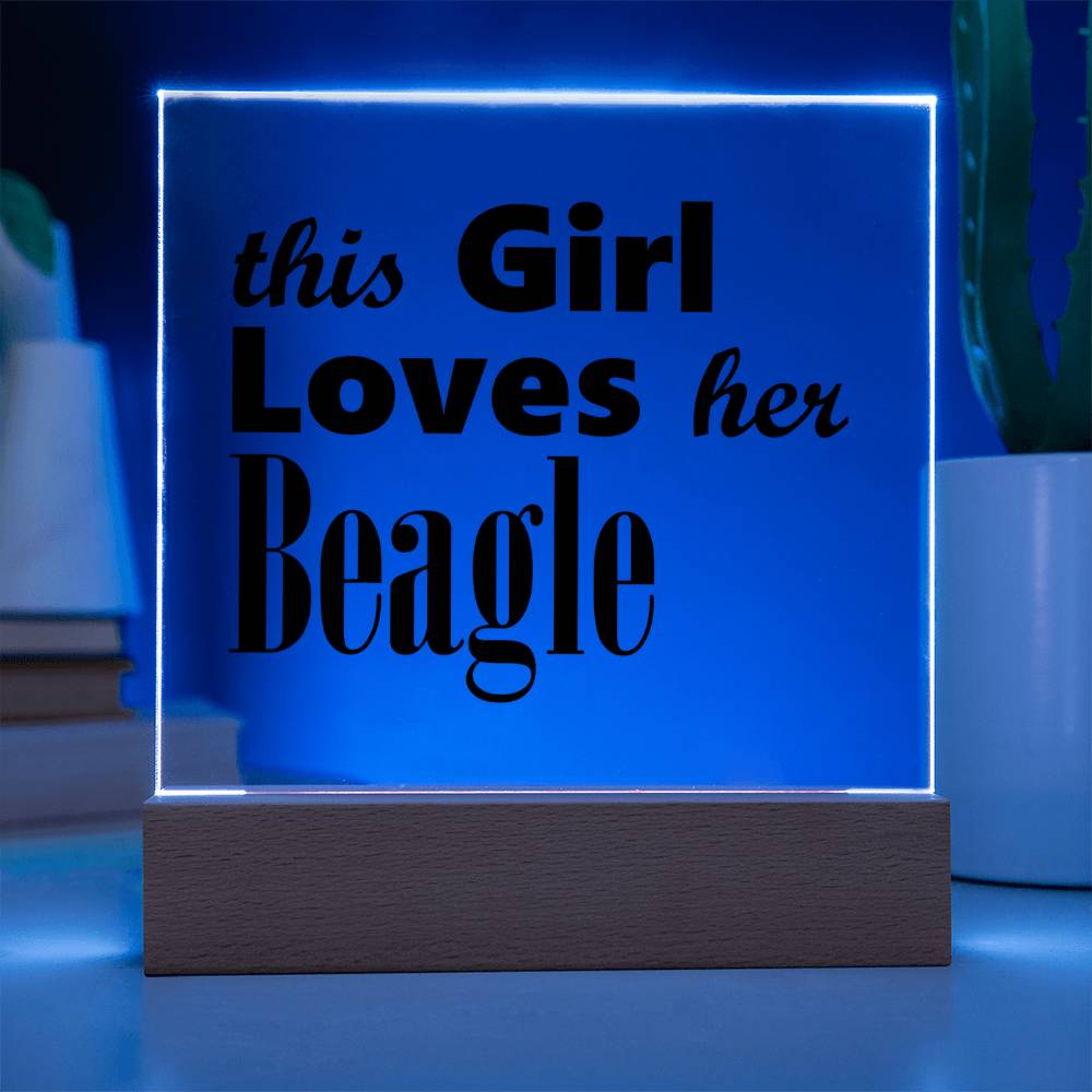 Beagle - Square Acrylic Plaque With LED Base
