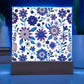 Mexican Floral Fiesta Pattern 026 - Square Acrylic Plaque With LED Base