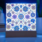 Mexican Floral Fiesta Pattern 025 - Square Acrylic Plaque With LED Base