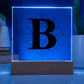 Magnolia Mandala Alphabet Letter B - Square Acrylic Plaque With LED Base