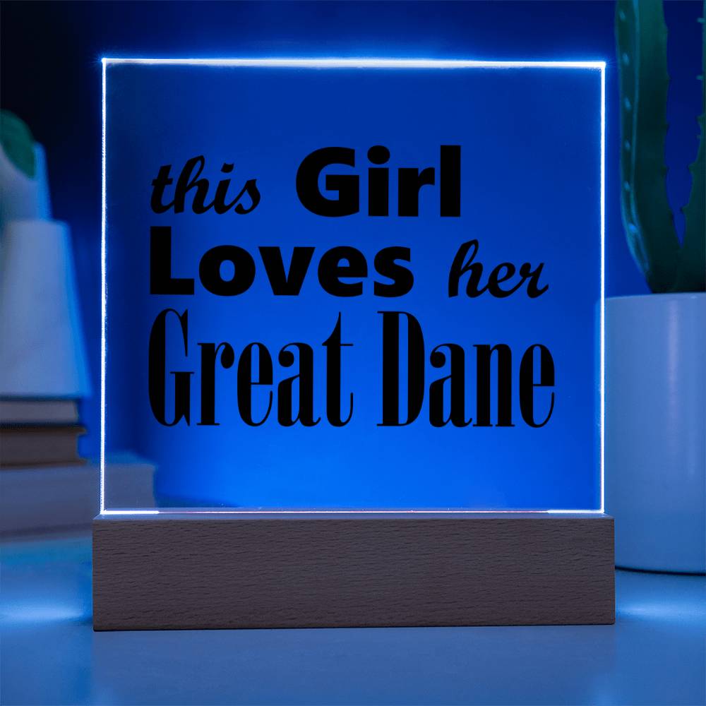 Great Dane - Square Acrylic Plaque With LED Base