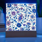 Mexican Floral Fiesta Pattern 012 - Square Acrylic Plaque With LED Base