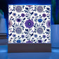 Mexican Floral Fiesta Pattern 040 - Square Acrylic Plaque With LED Base