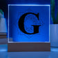 Magnolia Mandala Alphabet Letter G - Square Acrylic Plaque With LED Base