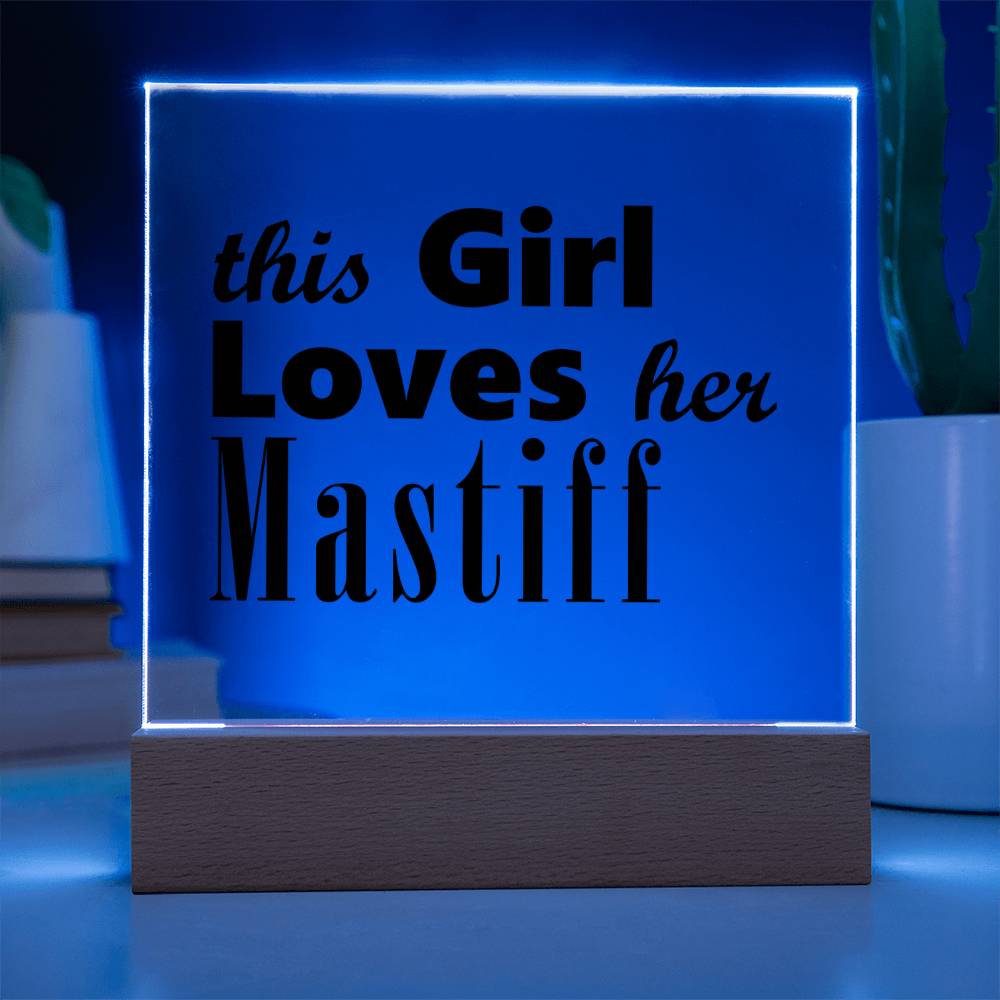 Mastiff - Square Acrylic Plaque With LED Base