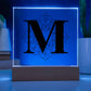 Magnolia Mandala Alphabet Letter M - Square Acrylic Plaque With LED Base