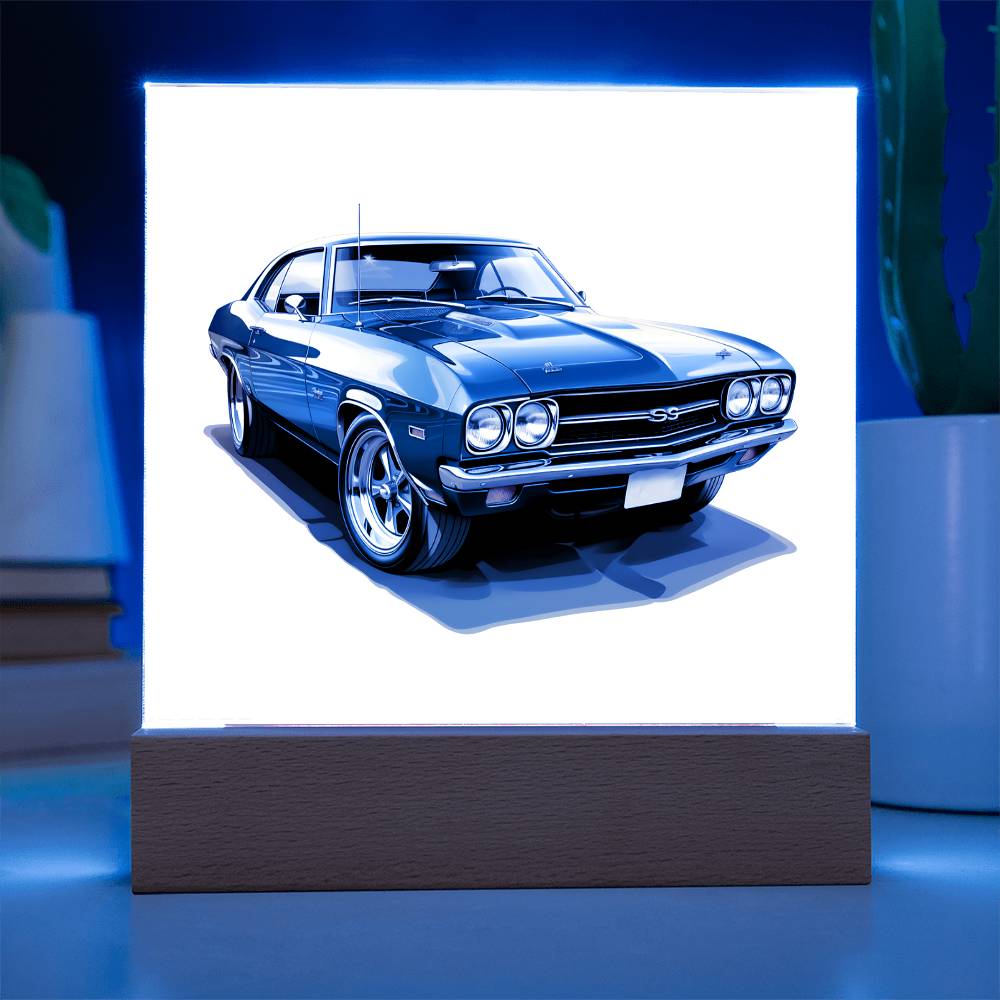 Muscle Car 05 - Square Acrylic Plaque With LED Base