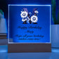 Happy Birthday Mary (Daisies) - Square Acrylic Plaque With LED Base