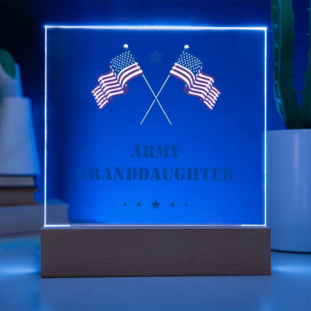 Army Granddaughter - Square Acrylic Plaque With LED Base