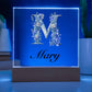 Mary (Lavender Flowers) - Square Acrylic Plaque With LED Base