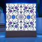 Mexican Floral Fiesta Pattern 018 - Square Acrylic Plaque With LED Base