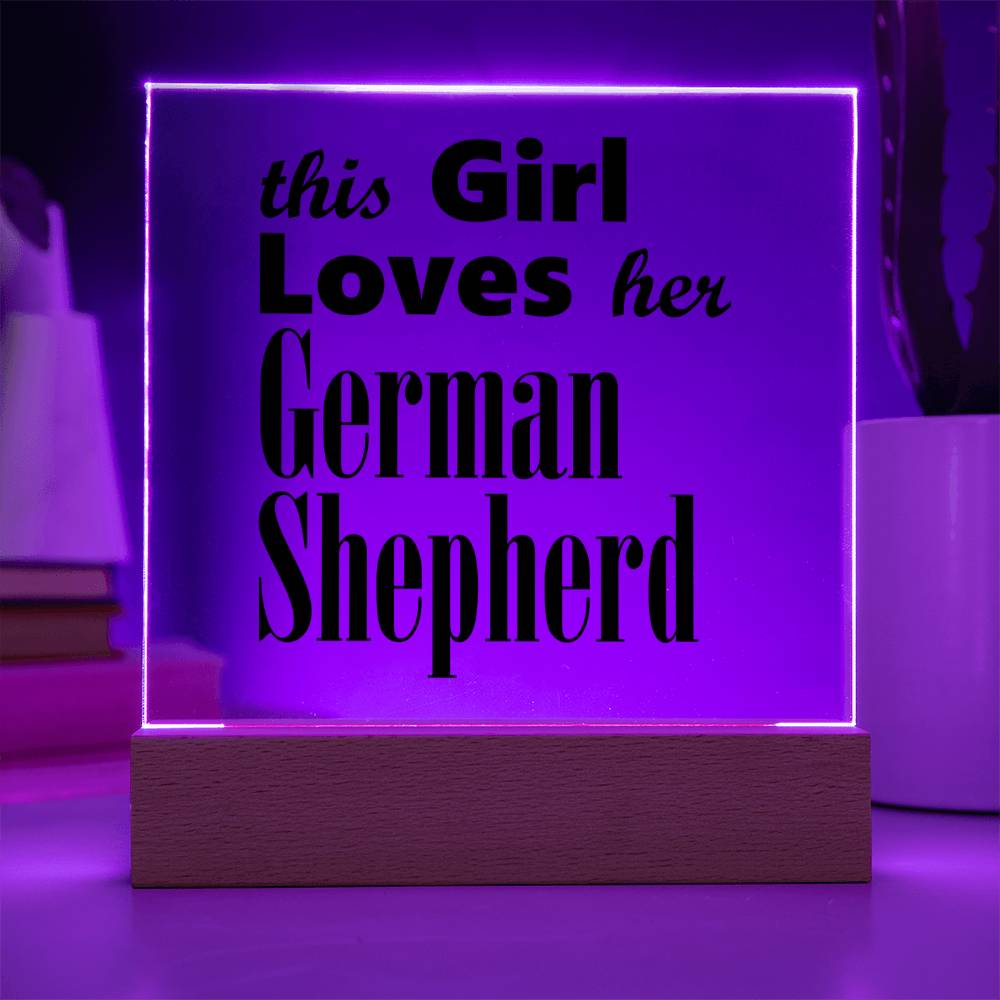 German Shepherd - Square Acrylic Plaque With LED Base