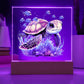 Cute Sea Turtle 001 - Square Acrylic Plaque With LED Base