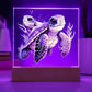 Cute Sea Turtle 010 - Square Acrylic Plaque With LED Base