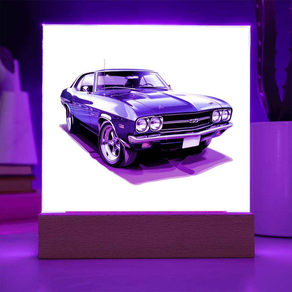 Muscle Car 05 - Square Acrylic Plaque With LED Base