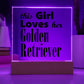 Golden Retriever - Square Acrylic Plaque With LED Base