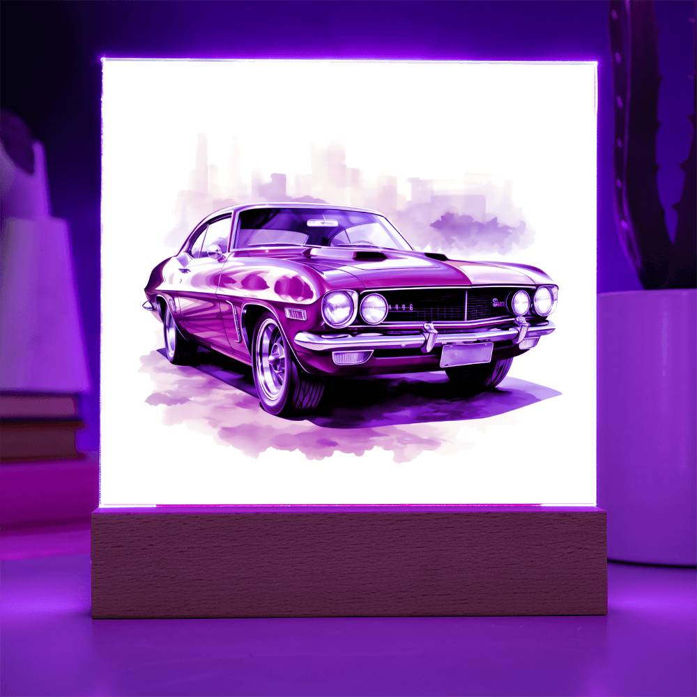 Muscle Car 06 - Square Acrylic Plaque With LED Base