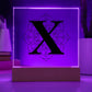 Magnolia Mandala Alphabet Letter X - Square Acrylic Plaque With LED Base