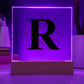 Magnolia Mandala Alphabet Letter R - Square Acrylic Plaque With LED Base