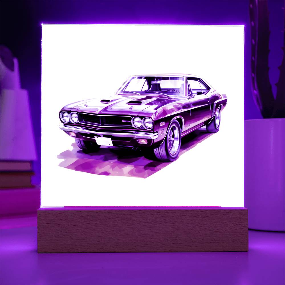 Muscle Car 10 - Square Acrylic Plaque With LED Base