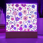 Mexican Floral Fiesta Pattern 005 - Square Acrylic Plaque With LED Base