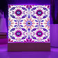 Mexican Floral Fiesta Pattern 041 - Square Acrylic Plaque With LED Base