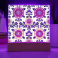 Mexican Floral Fiesta Pattern 044 - Square Acrylic Plaque With LED Base