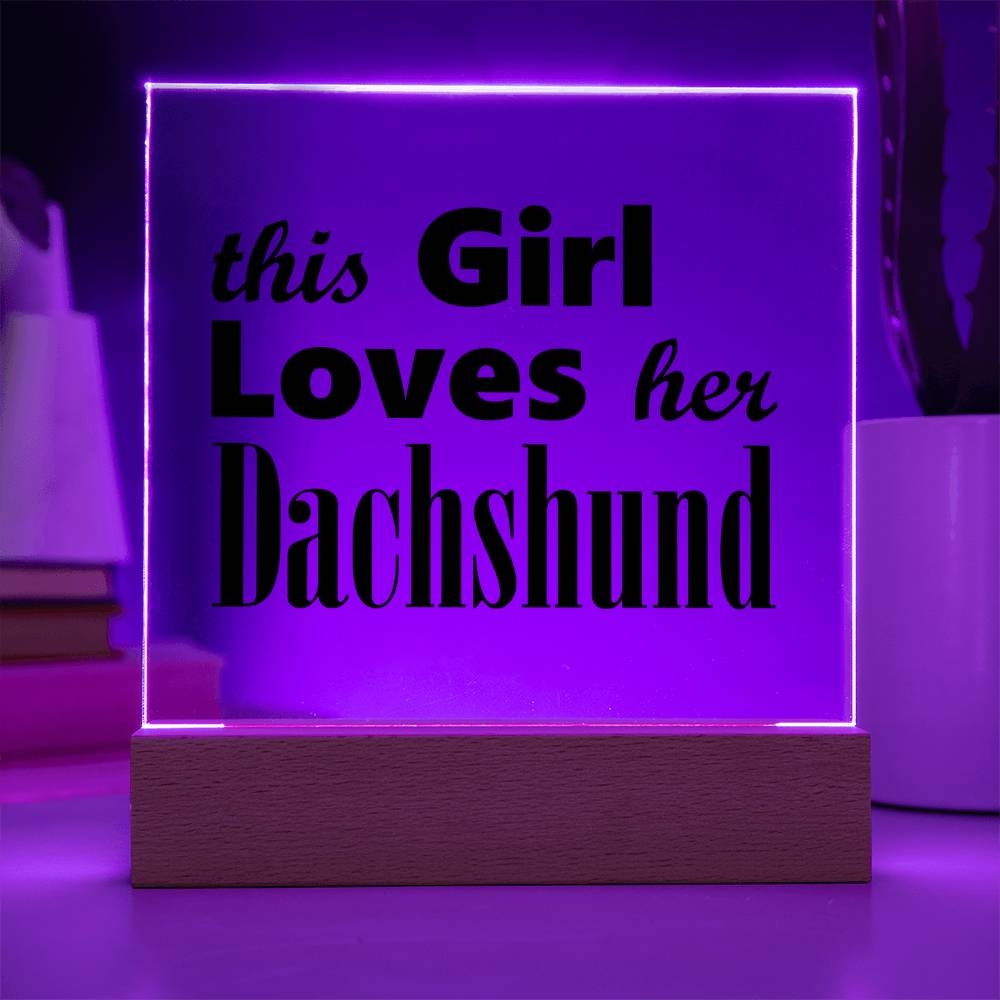 Dachshund - Square Acrylic Plaque With LED Base