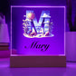 Mary (Summer Beach) - Square Acrylic Plaque With LED Base