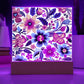 Mexican Floral Fiesta Pattern 050 - Square Acrylic Plaque With LED Base